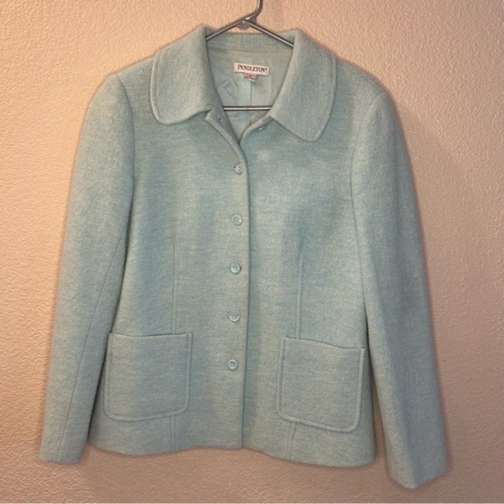 Pendleton Merino Wool Button Down Coat Tiffany Bl… - image 1